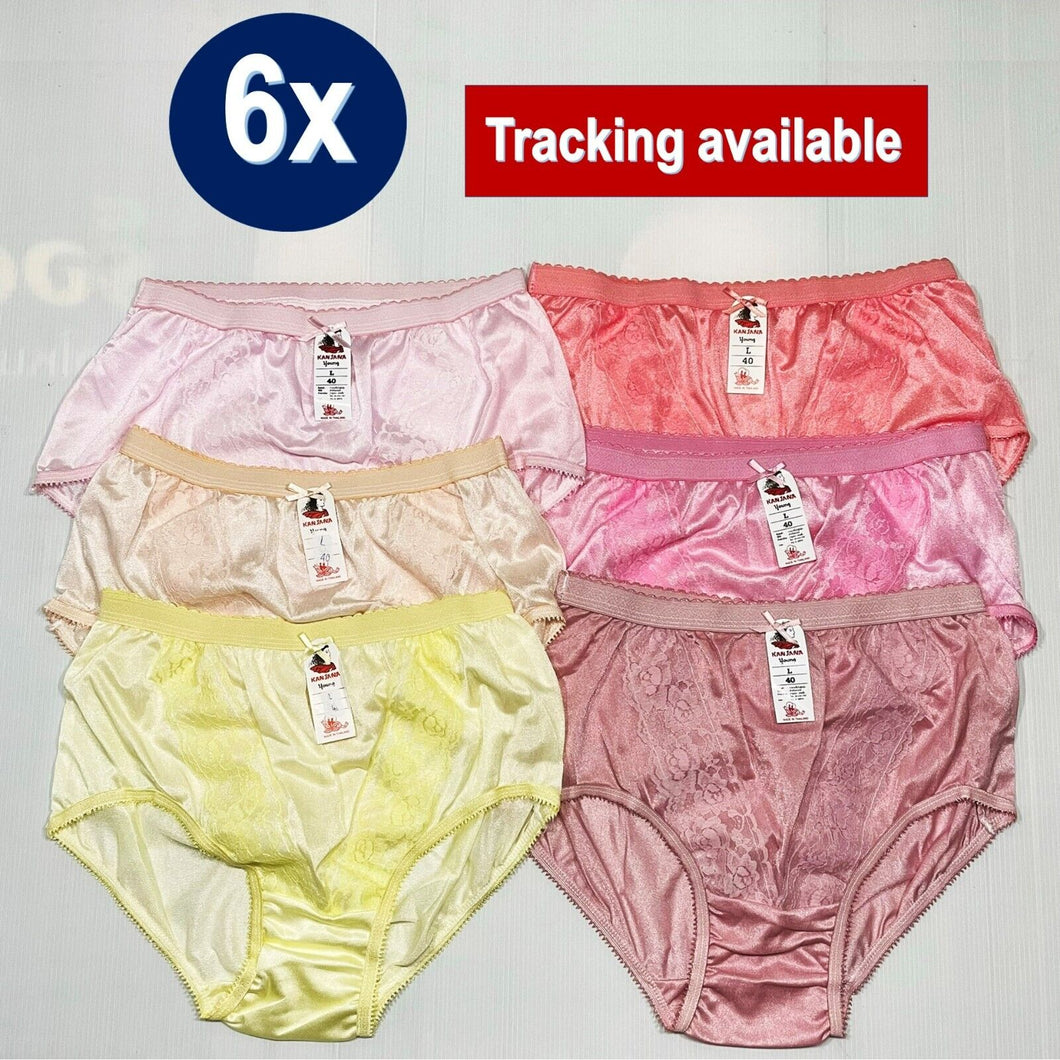 x6 Women Panties Nylon Hi Briefs Vintage Style Sissy Knickers Underwear Size L