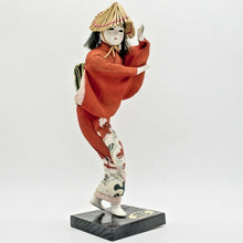 Load image into Gallery viewer, Vintage Japanese Sosaku Kokeshi Wooden Dolls 7.5" Paint Carved Kimono Signed