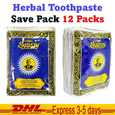 12x Rung Arun Natural Thai Herbal Toothpaste Powder Oral Care Thai Tradition 18g