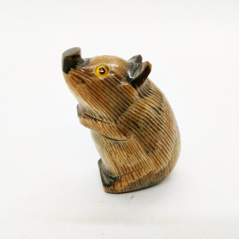 Mole Sculpture Decor Water Buffalo Horn Fortune Carved Happiness Lucky V.20