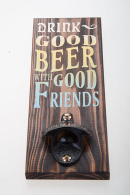 Bottle Opener Wood Wall Mount Decor Drink Cap Beer Vintage Classic Collectibles