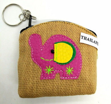 Elephant Fabric Keyring V.9 and Purse Hand sewing charm Animal Keyring Souvenir