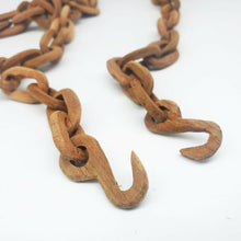 Load image into Gallery viewer, 2 Pcs Vintage WOODEN CHAIN Rare Carved Wood Folk Art Sculpture Carving 39”