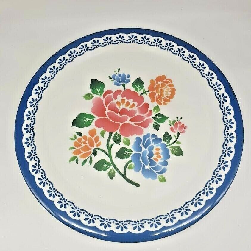 Thai Tray Flower Melamine Vintage Serving Round Floral Dish Pan Plate