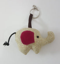 Load image into Gallery viewer, Mini Elephant Fabric Keyring Doll White Brown Pattern Hand sewing charm cute