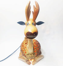 Load image into Gallery viewer, Vintage Table Lamp Shade Deer Coconut Shell Handmade Design Safari Night Light