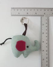 Load image into Gallery viewer, Mini Elephant Fabric Keyring Doll Green Scotch Pattern Hand sewing charm cute