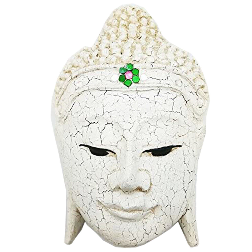 Buddha's Head Wood Carving Wall Mount Decor Antique Buddha Face Figure Craft V.1