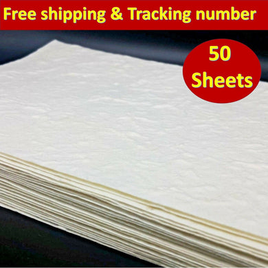 Mulberry Paper Sheet White Handmade Natural Card Invitation Craft (50 Sheets/A5)