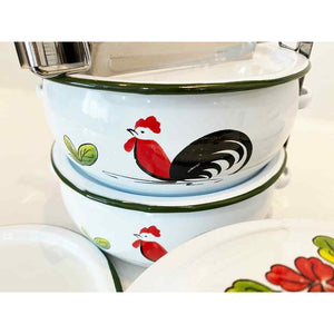 Chicken Bento Lunch Box Stainless Steel Enamel Food Storage 4 Layer Container