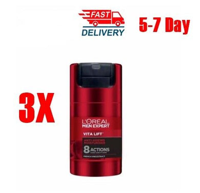 3X L'Oreal Men Expert Vita Lift Anti-Aging Cream 8 Actions Moisturizer Face 50ml