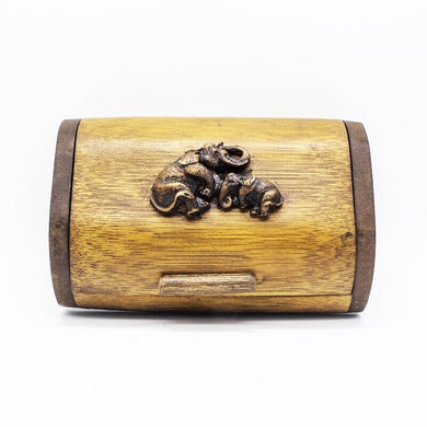 New Vintage Bamboo Handmade Thai Elephant Box Wood Storage Jewelry Trinket Ring