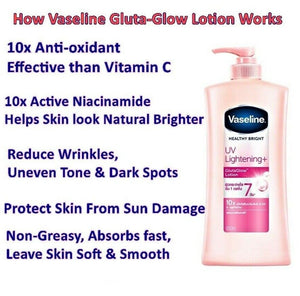 2x Vaseline Healthy Gluta-Glow Body Lotion UV Protection 600ml Fast ship DHL