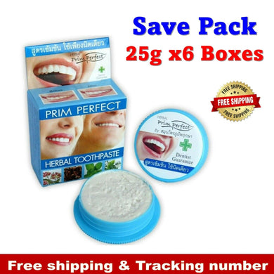 6x Prim Perfect Thai Natural Herbal Toothpaste Teeth Dentist Guarantee 25 g