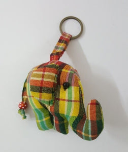 Doll Elephant Scotch Pattern Keyring sewing charm cute Fabric animal lover