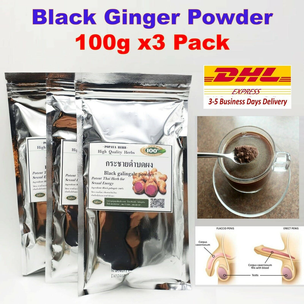 300g Black Ginger Fingerroot Powder Kaempferia Men Sexual Thai Herb Natural