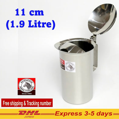 Thai Zebra Brand Water Jug Pouring Mouth with Lid Kitchenware Stainless 11cm