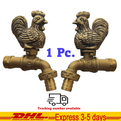 Brass Garden Faucet Tap Water Chicken Cock Rooster Handle Spigot Outdoor Yard
