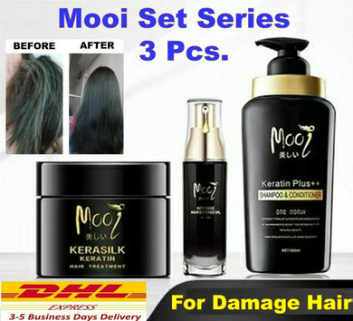 Set 3 Mooi Keratin Plus Shampoo + Conditioner +Treatment + OIL Restoration Hair