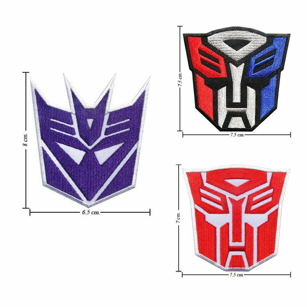 2 PCS Transformers Patch Decepticon Logo Auto Bot Embroidered Iron Patches
