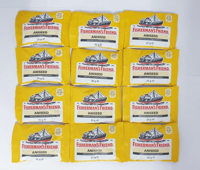 24x Fisherman's Friend Aniseed Menthol Lozenges halitosis bad breath breath 25g.
