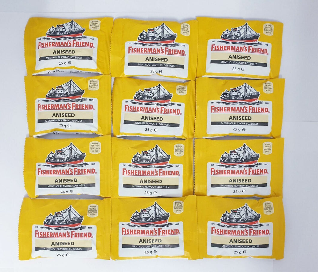 24x Fisherman's Friend Aniseed Menthol Lozenges halitosis bad breath breath 25g.