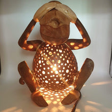 Load image into Gallery viewer, Lamp Shade Table Lamp Monkey Sit &amp; Blindfolded Night Light Hand Carved DHL Ship