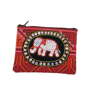 Thai style Handmade Fabric Flock Elephant Purse colorful pattern animal charm