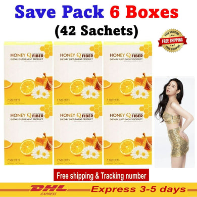 6x Honey Q Fiber Detox Drink Powder Weight Control Fat Healthy Skin Reduce Belly