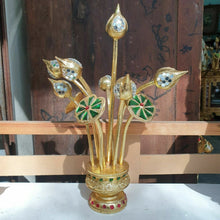 Load image into Gallery viewer, 1 Pair Lotus Flower Gold Leaf Table Wood Decoration Display Buddha Good Luck