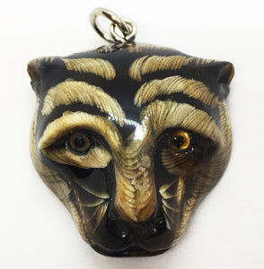TIGER Keyring Water Buffalo's Horn Carve Figurine Lucky Keychain Talisman art