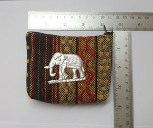 Elephant Fabric Woven Handmade Purse Thai style colorful pattern animal Charm