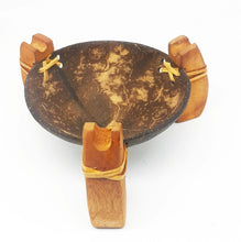 Load image into Gallery viewer, Soap Dish Dispenser Vintage Coconut Shell Teak Wood Shower Bahtroom Handmade