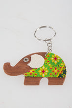 Load image into Gallery viewer, Elephant Handmade fabric keyring DIY Wooden animal charm cute Pet keychain gifts