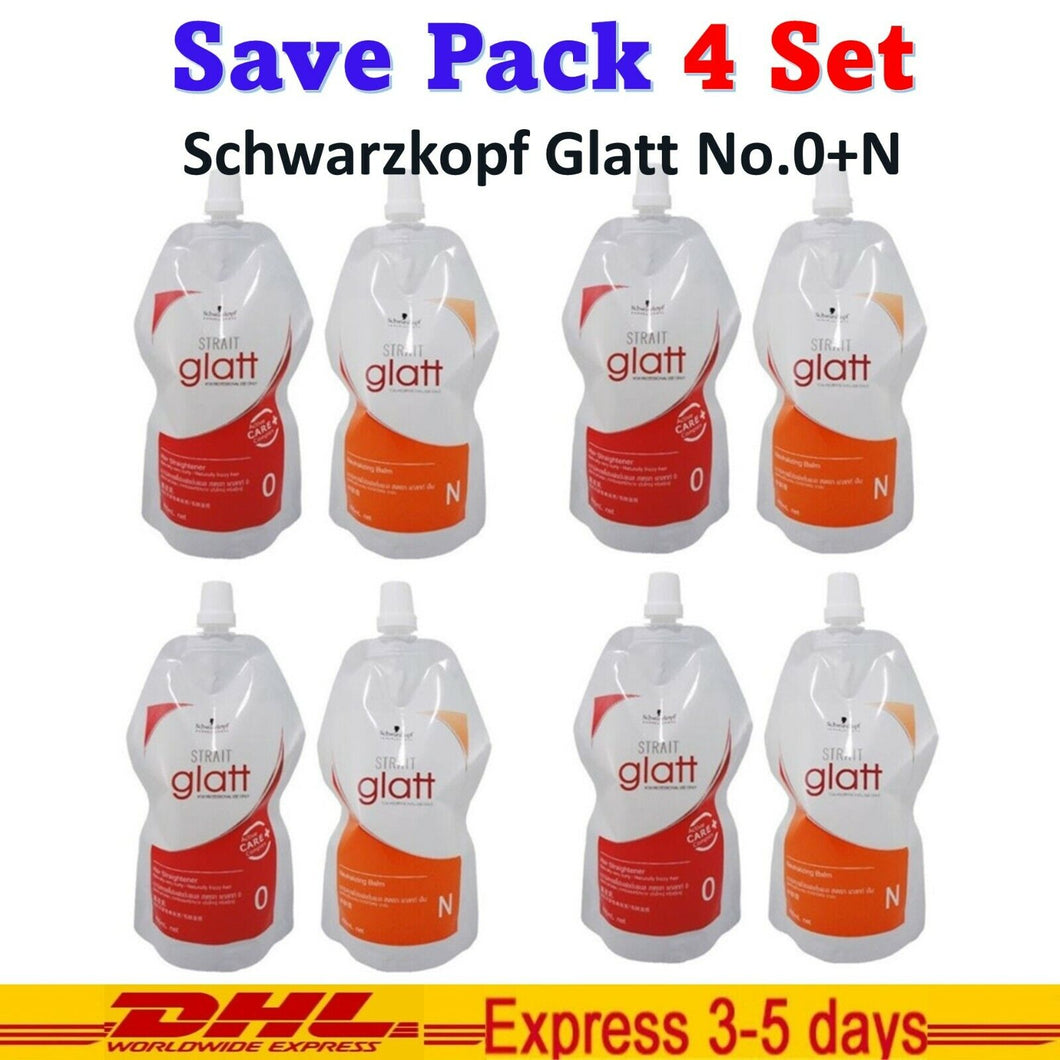4 Set Schwarzkopf Glatt No.0 Hair Straightener Rebonding Straightening Cream