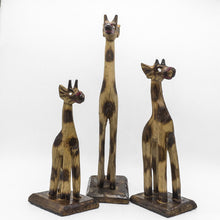 Load image into Gallery viewer, Carved Giraffes Set Wood Hand Crafted Statue Figurine Gift (Set of 3)