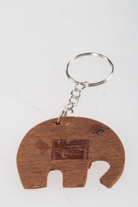 Elephant Handmade fabric keyring ideas Wooden animal charm cute keychain gifts