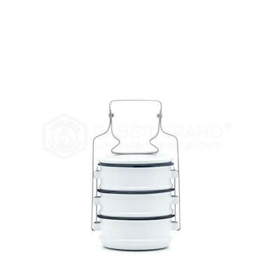 Bento Lunch Box Enamel Pinto Tiffin Food Carrier Container Enamelware White VTG