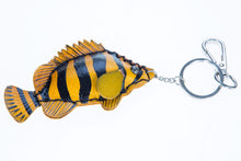 Load image into Gallery viewer, Leather Tiger Fish Key Chain Animal Idea Handcraft Keyring Bag Backpack gift