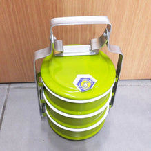 Load image into Gallery viewer, Vintage Lunch Box Bento Enamel Tiffin Food Carrier Color Container Pinto Green