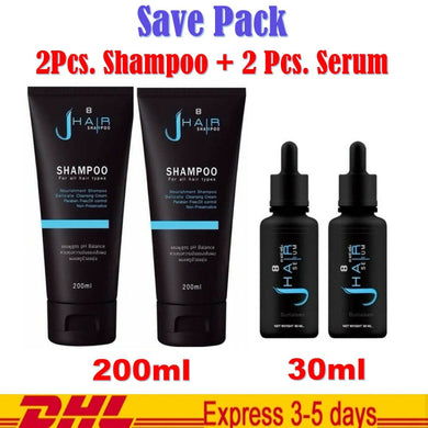 2 Set J-Hair Serum 30ml & Shampoo 200ml Hair Growth Reduce Hair Loss Natural