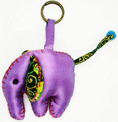 Fabric animal lover Elephant Doll Keyring Scotch Pattern Sewing Charm Cute