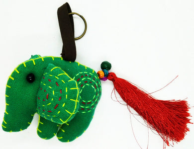 Doll Elephant Keyring Scotch Pattern Sewing Charm Cute Fabric animal lover