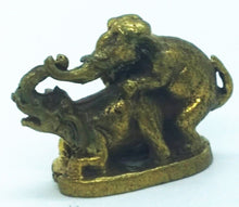 Load image into Gallery viewer, Elephant Couple Miniature Brass Amulet Talisman Love Charm Magic Thai Pendant