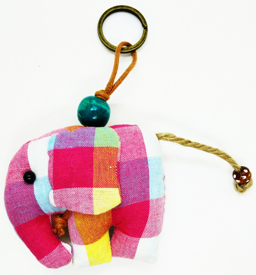 Doll Keyring Scotch Elephant Pattern Sewing Charm Cute Fabric Animal Lover