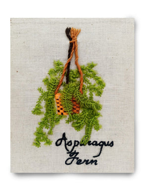 Fabric Embroidery Tapestry Hand Made Asparagus Fern Tree Flower Pot Hang Basket