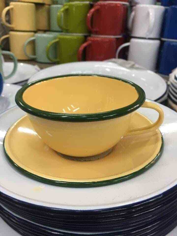 Enamelware Cup Coffee Tea Mug Camping Enamel Restaurant Coffee Shop Yellow Color