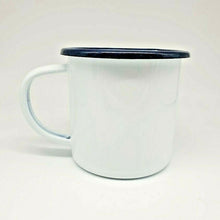 Load image into Gallery viewer, Thai Elephant Enamelware Cup Mug Vintage Coffee White Blue Thai Enamel Camping