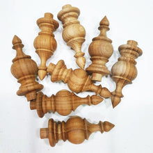 Load image into Gallery viewer, Set 8x 3.25&quot;Teak Wood Finials Replacement for Bed Clock Curtain Rail furniture