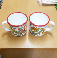 Load image into Gallery viewer, 2x Enamel Mug Cup Camping Trip Gift Coffee Tea Dragon Swan Chinese Traditional